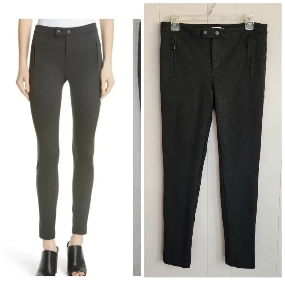 Vince ponte knit skinny pants leggings gray zippered pockets size 8